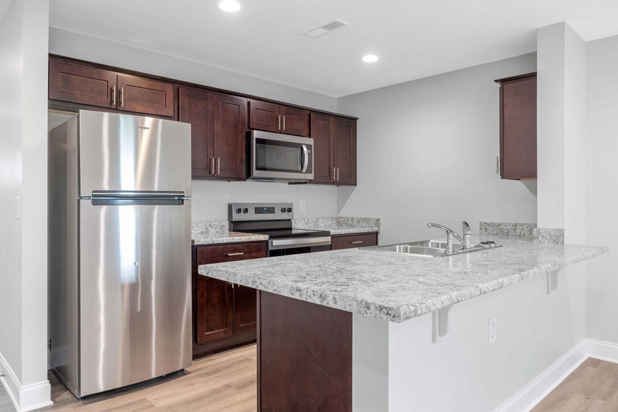 mountain stone kitchen area